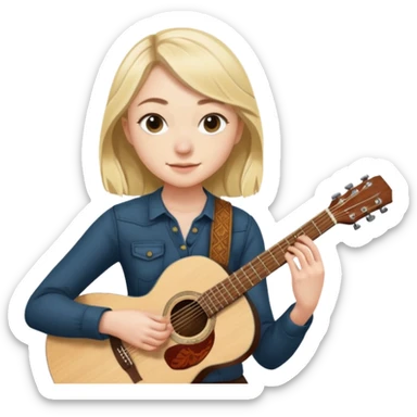 Emily Kinney playing acoustic guitar sticker