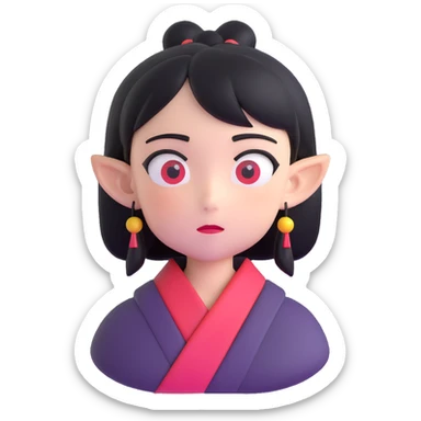 Japanese anime inspired character with exaggerated features sticker