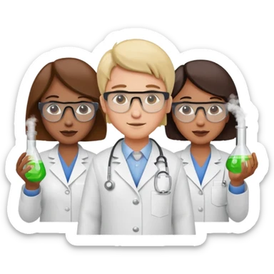 Five chemists: one organic chemist, on physical chemist, one inorganic chemist, one technical chemist and on theoretical chemist sticker