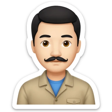 chinese guy w,th black hair and mustache sticker