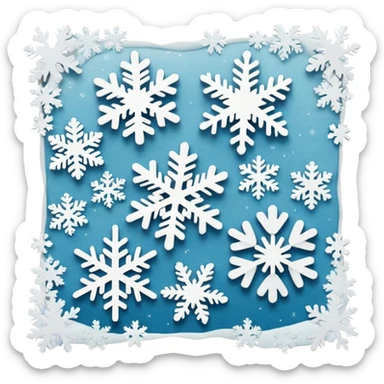 Falling snowflakes, felt texture, scrapbooking sticker