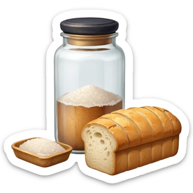 a one victorian bottle of salt and a loaf of bread sticker