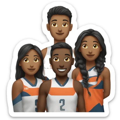 ethnic team raising fis sticker