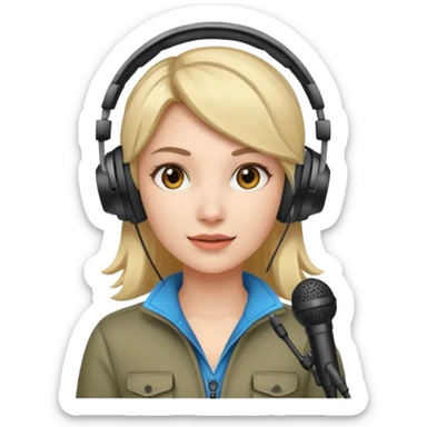 woman with gaming headset mic sticker