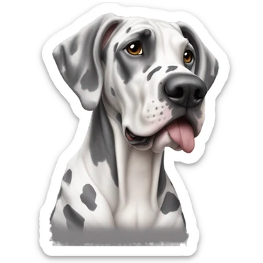 Gray and white harlequin Great Dane sitting sticker