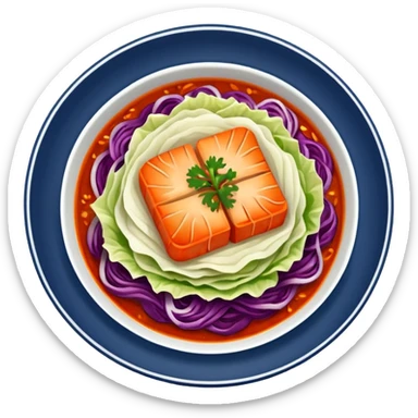 plate of kimchi, spicy fermented cabbage, Korean food sticker