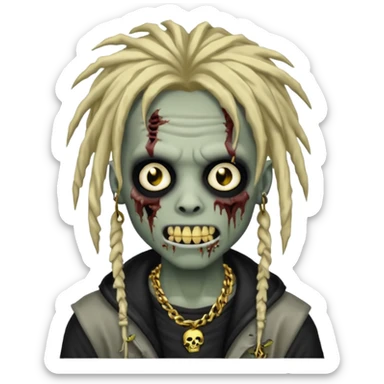 zombie emo boy emoji with dreads and gold grillz sticker