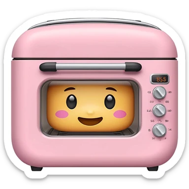 Cute emoji-style Ninja Combi countertop oven, pastel pink appliance, rounded edges, soft highlights, simple shadows, modern kitchen gadget aesthetic, kawaii but realistic, centered, white background sticker