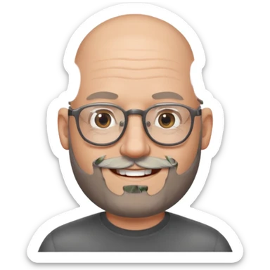 Bald man with salt and pepper beard and glasses sticker