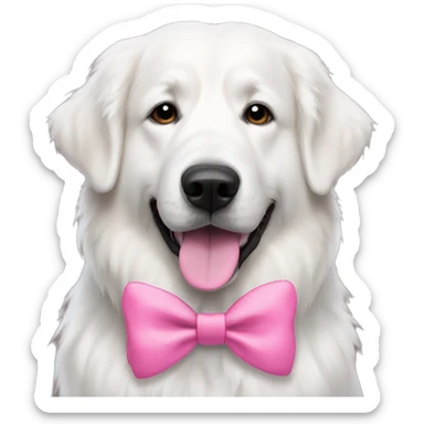 White Great Pyrenees dog with pink bow sticker