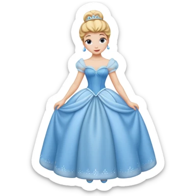 Princesa cinderella Disney com vestido grande e cheio com um coque e corpo inteiro sticker