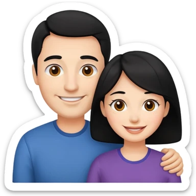 two parents mom and dad black hair sticker