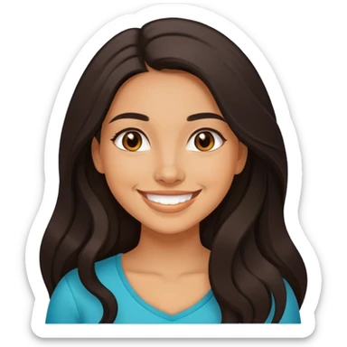 young latina woman with long dark hair smiling sticker