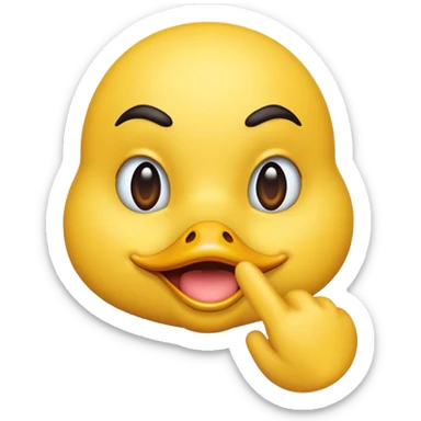 Duck lips classic yellow emoji with pointer finger pointing to lips sticker