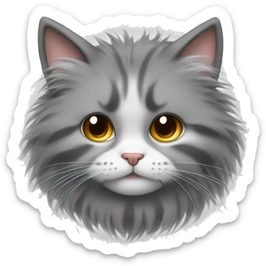 Draw a cat face with fluffy hair sticker