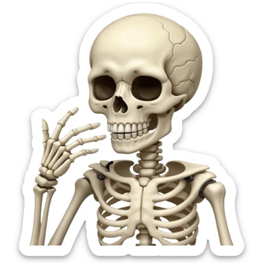 Squelette qui mes sont doigts devant la bouche  sticker