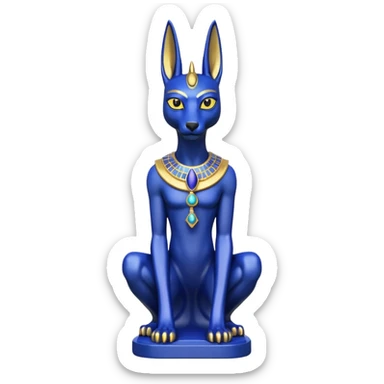 Ancient lapis gold lovely alien anubis immature-aged staged formally posed statue  sticker
