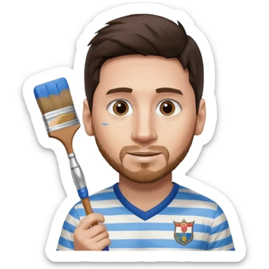 create an emoji of Lionel Messi in an Argentina shirt holding a paintbrush sticker