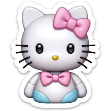 Isolated, 4D rendering, pixelated hello kitty, no human figures sticker