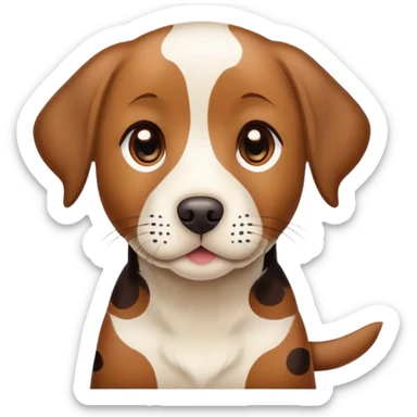 spotted brown Labrador retriever with calico pattern, friendly face sticker