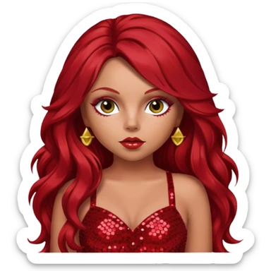 Jesy Nelson from Little Mix with long red hair, red sequin outfit sticker