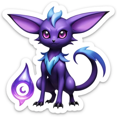 Shiny Exotic Badass Mysterious Gothic Noibat-Espeon-Absol-Pokémon-Fakémon-hybrid-creature (full body) sticker