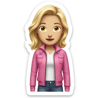 White girl wearing pink Jacket sticker