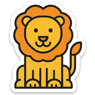A lion in the style of lineal color icon with black outlines. sticker