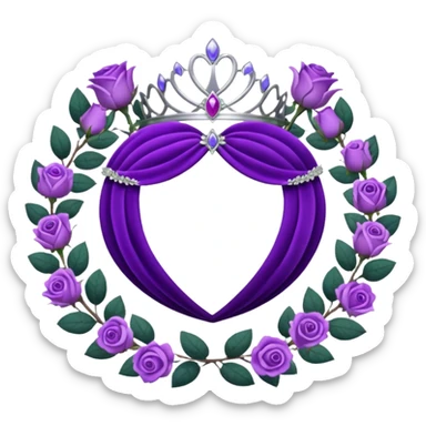 Purple rose with silver tiara and a purple emblem leaf wreath sticker