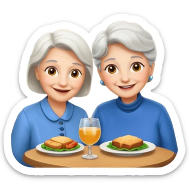 conversación dentro de un restaurant  dos personas y una de las persoans sea una abuela sticker