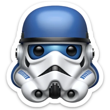 a blueberry wearing a black storm trooper helmet sticker