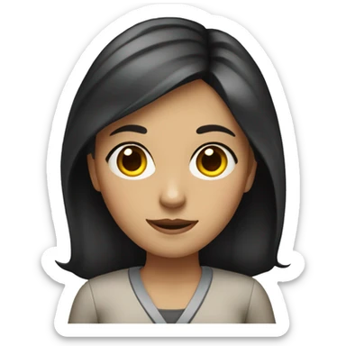 the girl shows appearance with dark eyes and dark hair works as a teacher sticker