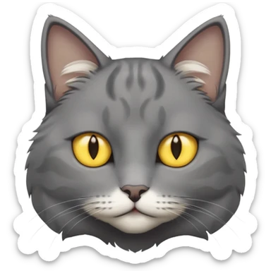 A gray cat with yellow eyes named max he is very cute and has a white spot on his neck he is a boy sticker