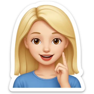 Fille amoureuse qui avec le bout de l'ongle de son index touche sa bouche sticker