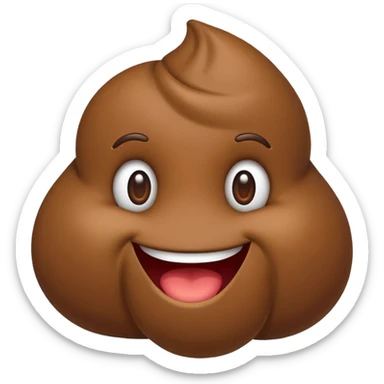 simple cartoon poo emoji, smiling, clean lines sticker