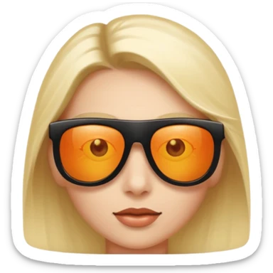 Sunglasses sliding down slightly, glowing eyes behind sticker