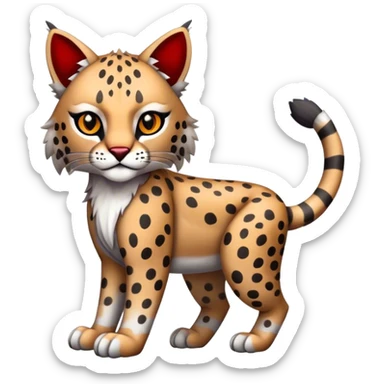 Cute cool black red white grey bobcat-lynx-cheetah-animal-hybrid-Fakemon full body sticker