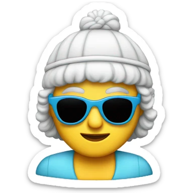 Granny with sunglasses and jockey cap sticker