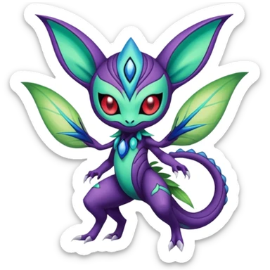 Colorful Exotic Meloetta-Sableye-Virizion-Venom-Stitch-Fakémon-creature-hybrid sticker