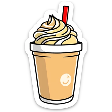 Cup of frappe with straw coming out sticker