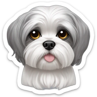 maltese-shih tzu -sleepy - grey ears sticker