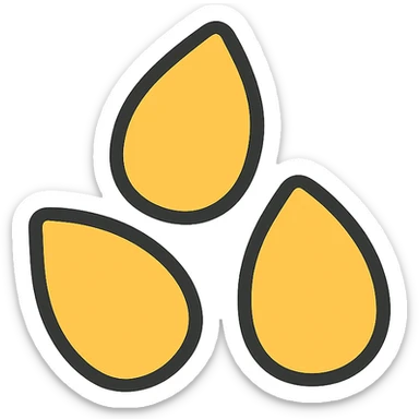 three sesame seeds, stylized, minimalistic sticker