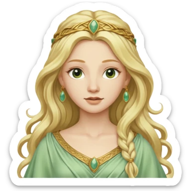 Terra, Earth Goddess from Rome Mythology with long golden blonde hair, pale green outfit sticker