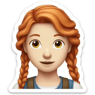 Farmer girl with long red hair pale skin blue eyes sticker