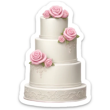 Fancy white wedding cake with pink roses and fancy decorations sticker