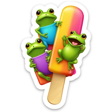Guy licking a bunch of frogs while riding a popsicle sticker