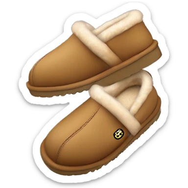 Ugg Camel slip-on slippers. A very thin red zig-zag line only encircling the top cuff, and a chunky thick platform sole. “UGG” sticker