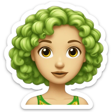 Chica rubia pelo rizado rubio ojos verdes vestido hippie sticker