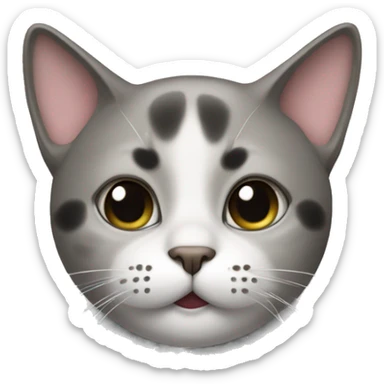 The cat’s face is clear white with a black spot under the nose, shaped like a mustache. Big dark spots on the forehead and near the ears. sticker