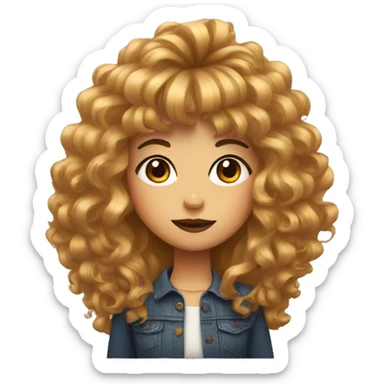 girl with big hair with bangs and an instagram symbol sticker